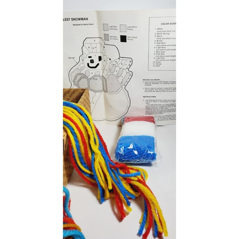 Vintage Sunset Latch Hook Kit Christmas The Littlest Snowman New Open Box